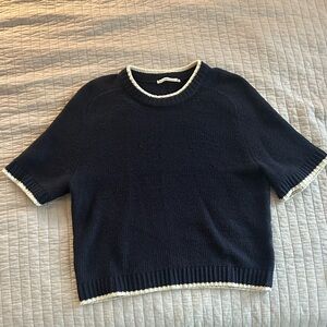 NWOT Navy Sweater with Cream Trim